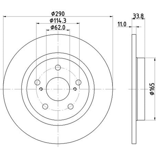 DON 2 x Solid Rear Brake Discs PCD18682