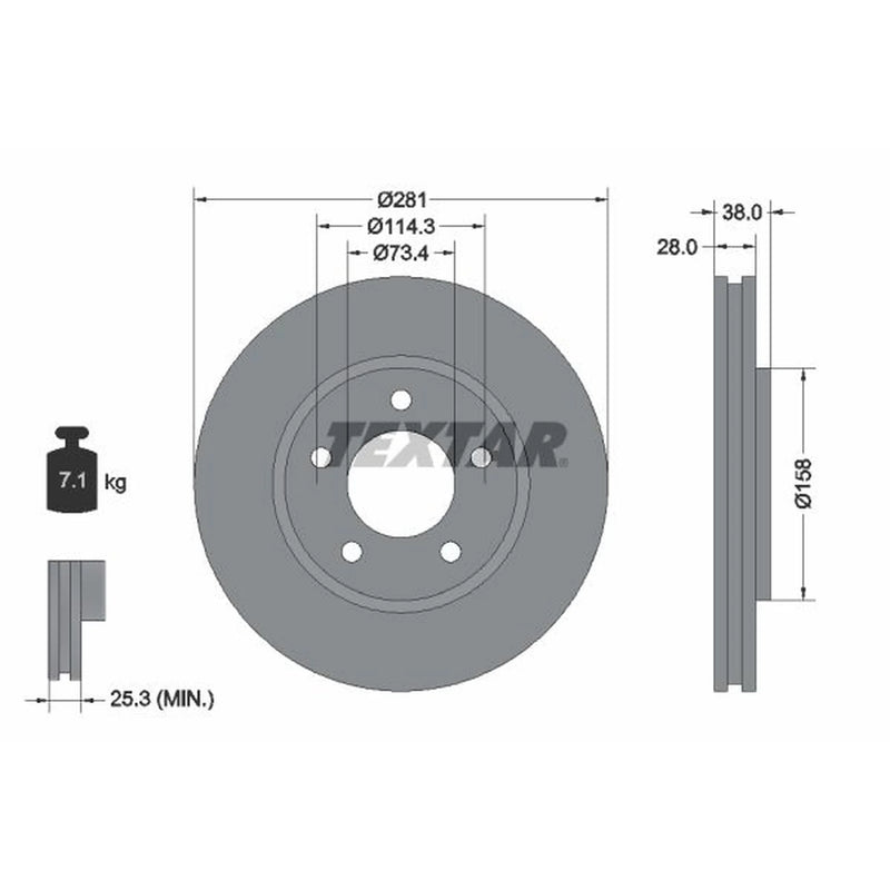 Textar 2 x Front Brake Discs 92108300