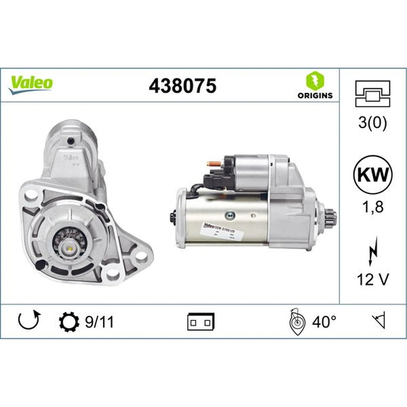 Valeo Starter Motor 12V 1.8kW Teeth 438075