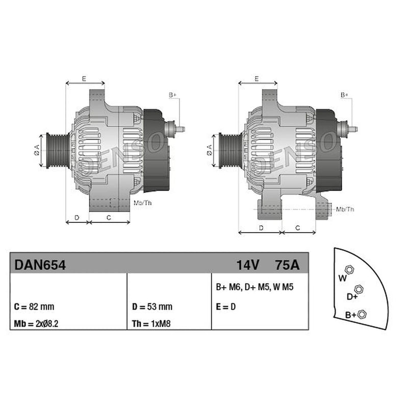 Denso Car Alternator 12V DAN654