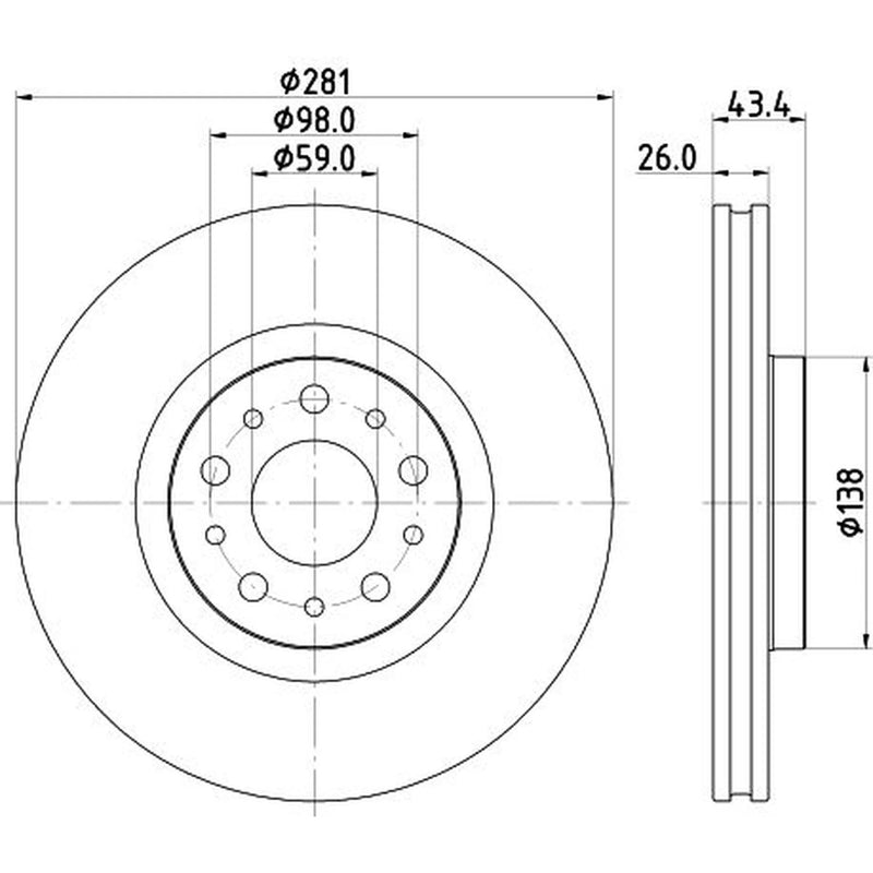 DON 2 x Internally Vented Front Brake Discs PCD17862