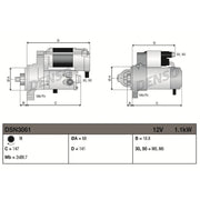 Denso Starter Motor 12V 1.1kW 9 Teeth DSN3061
