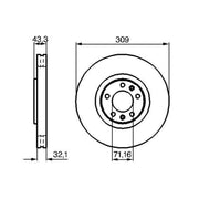 Bosch 2 x Vented Front Brake Discs 0 986 479 027