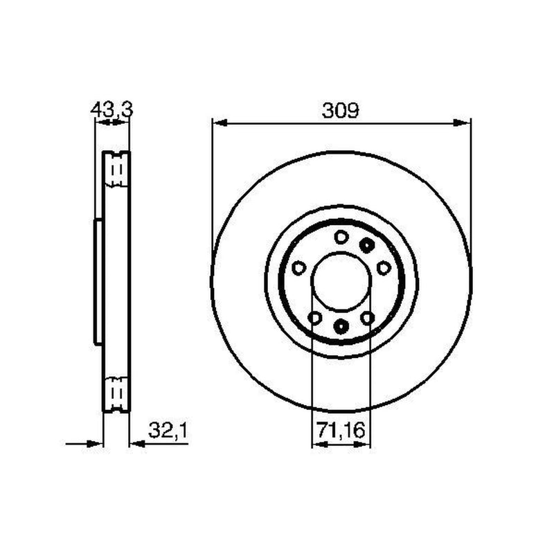 Bosch 2 x Vented Front Brake Discs 0 986 479 027