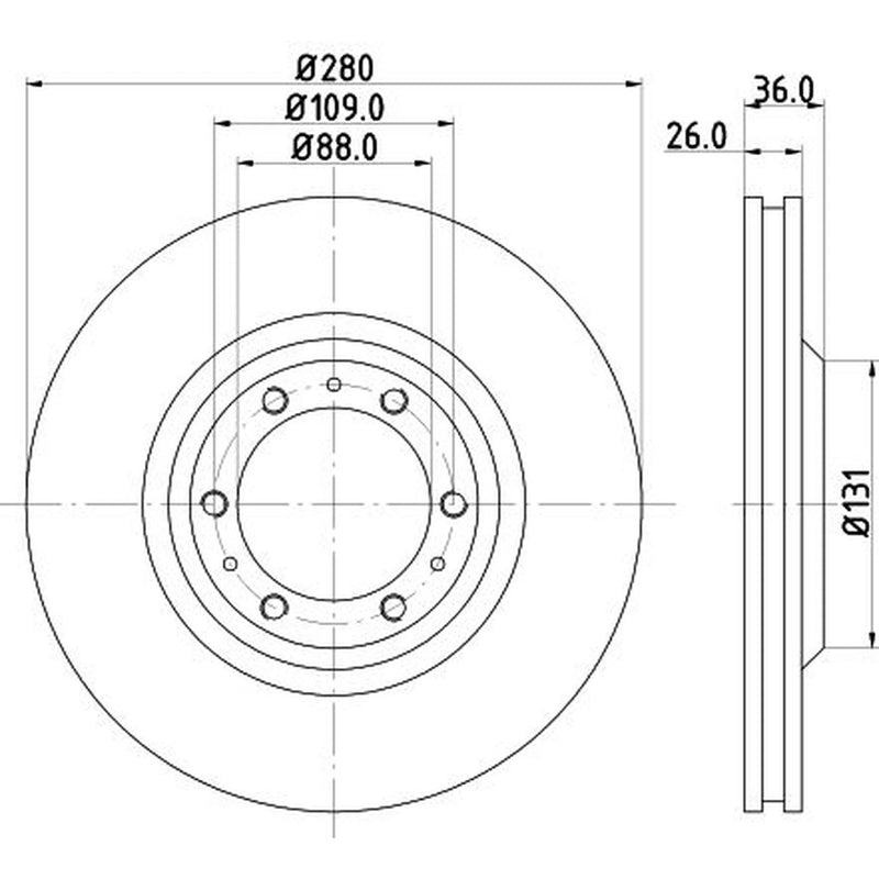 DON 2 x Internally Vented Front Brake Discs PCD14842