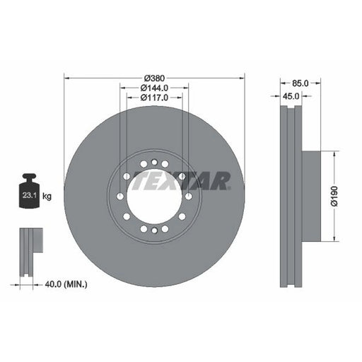 Textar 2 x Internally Vented Front Brake Discs 93192000