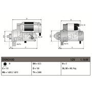 Denso Starter Motor 12V 1.1kW 9 Teeth DSN3100