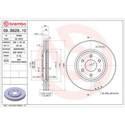 Brembo 2 x Internally Vented Front Brake Discs 09.B628.10
