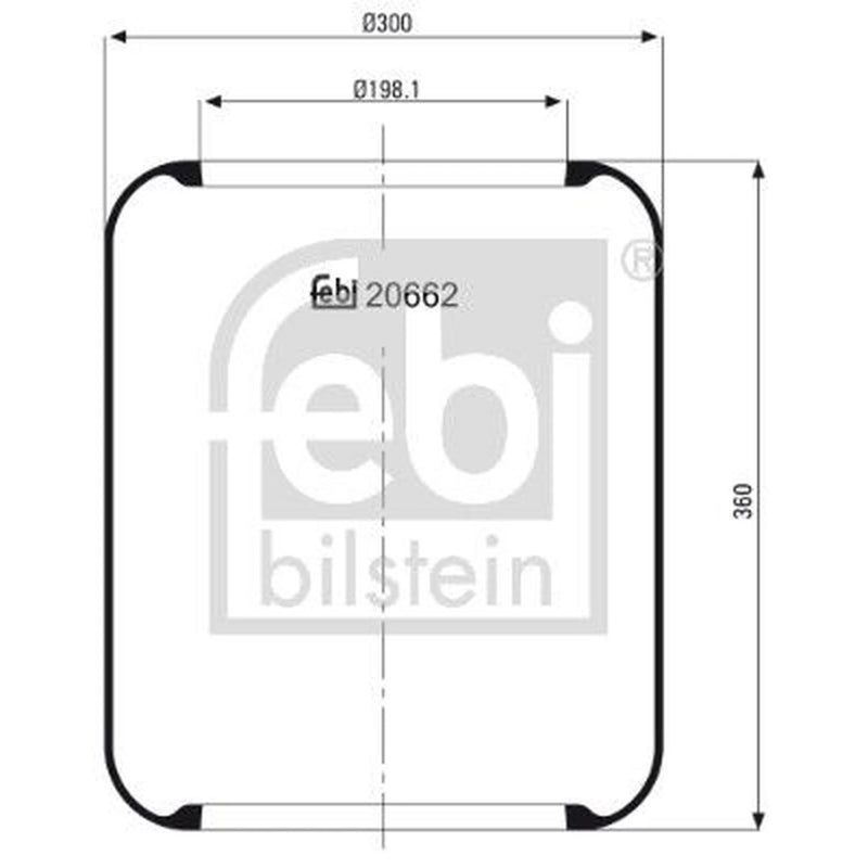 Febi Air Suspension Bellow 198mm Rear Right 20662