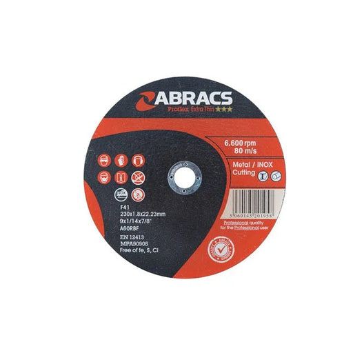 Abracs Extra Thin Flat Cutting Discs 230mm x 1.8mm 5pc - CPL