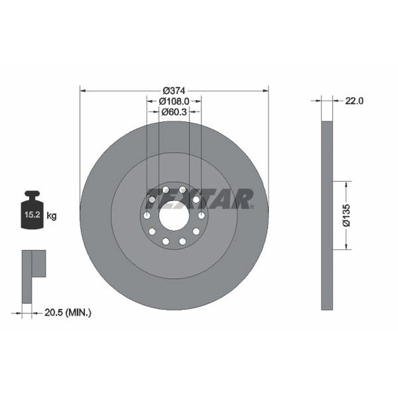Textar 2 x Solid Front Brake Discs 93066400