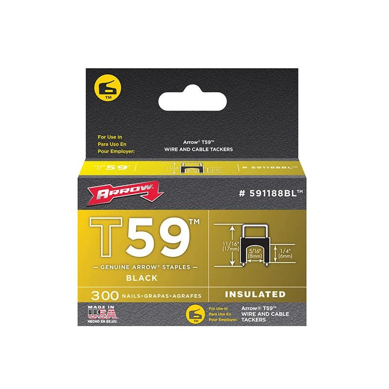Arrow T59 Insulated Staples Black 6-8mm x (Box 300)