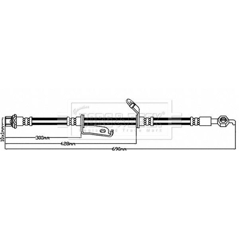 Borg & Beck Brake Hydraulic Hose Line Front Right BBH7946