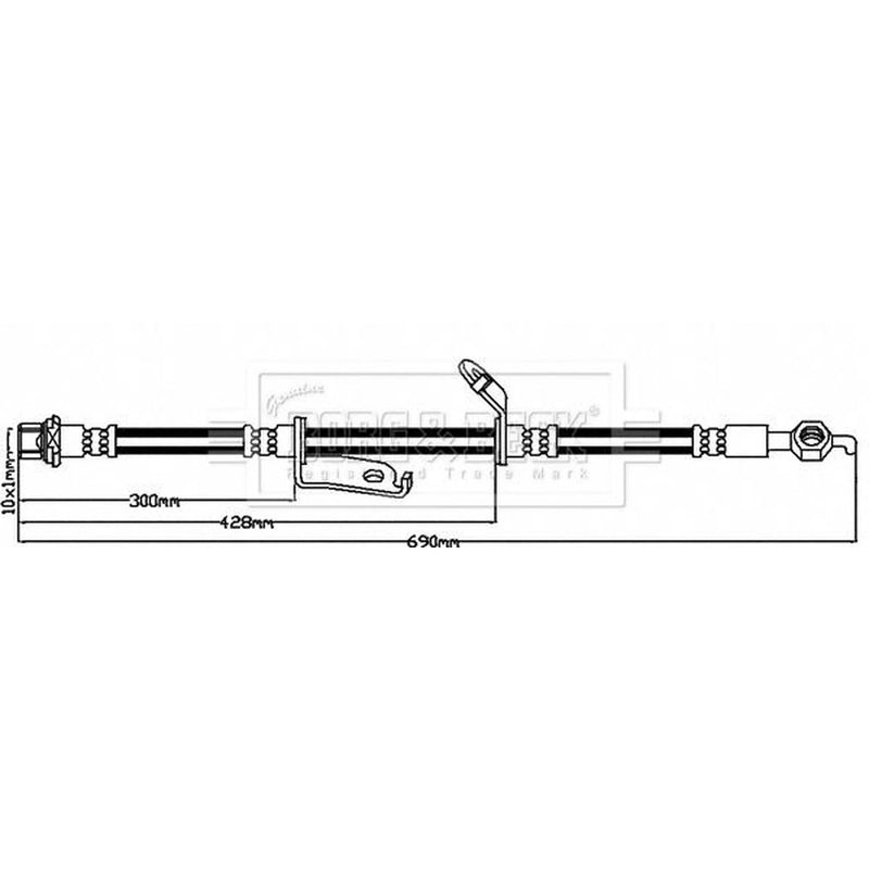 Borg & Beck Brake Hydraulic Hose Line Front Right BBH7946