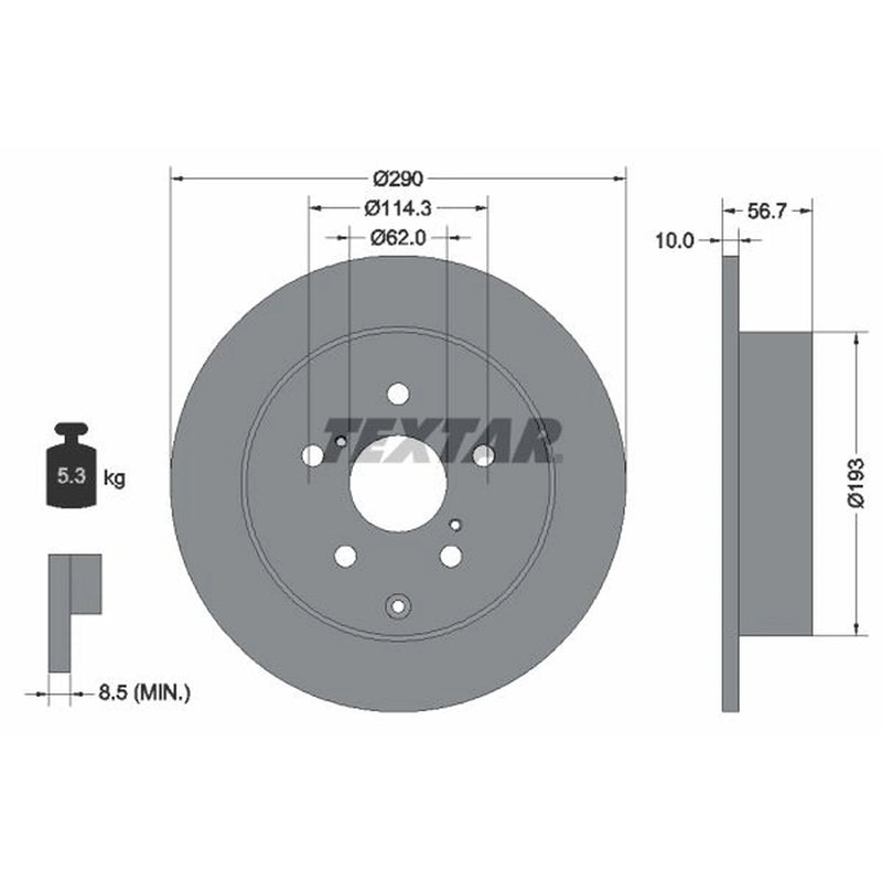 Textar 2 x Solid Rear Brake Discs 92164803