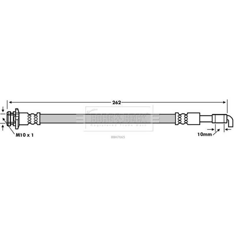 Borg & Beck Brake Hydraulic Hose Line Rear BBH7665