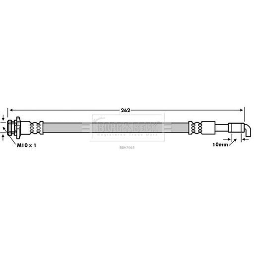 Borg & Beck Brake Hydraulic Hose Line Rear BBH7665