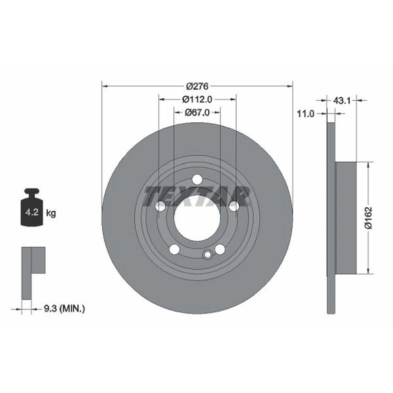 Textar 2 x Solid Rear Brake Discs 92316803