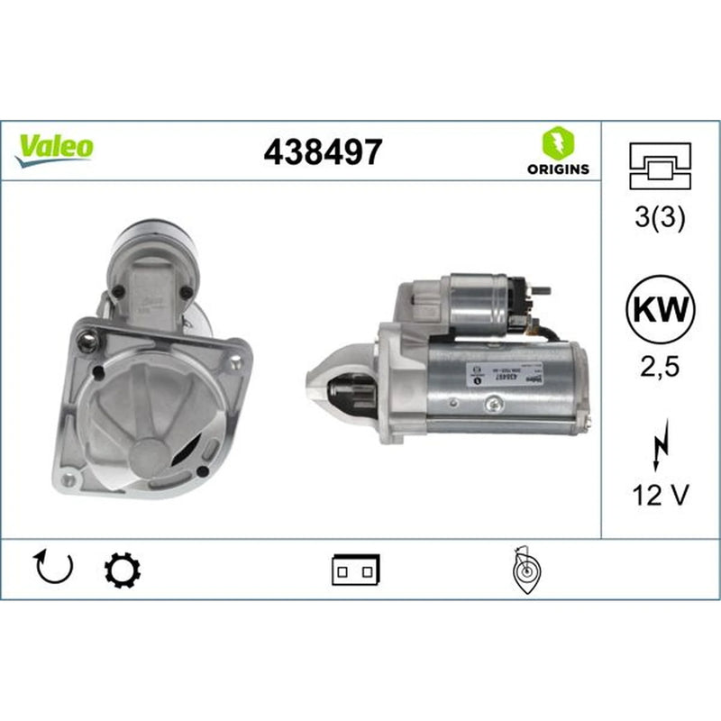 Valeo Starter Motor 12V 2.5kW 9 Teeth 438497