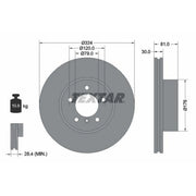 Textar 2 x Internally Vented Front Brake Discs 92122805
