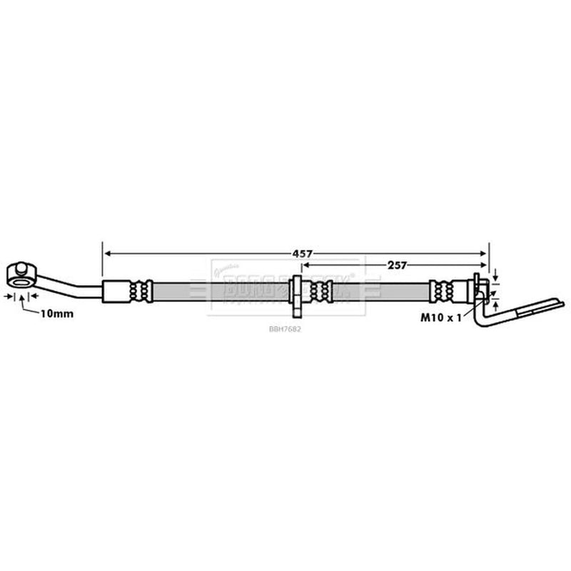 Borg & Beck Brake Hydraulic Hose Line Front Left BBH7682