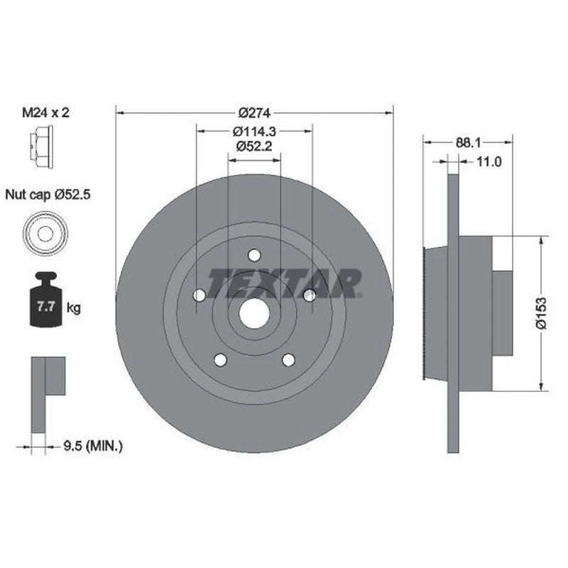 Textar 2 x Solid Rear Brake Discs 92232603