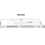Borg & Beck Brake Hydraulic Hose Line Front Left BBH9102