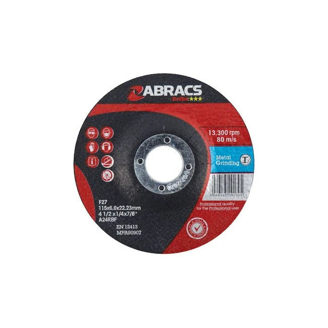 Abracs Metal Grinding Discs x 6.0mm 25pc 100-230mm