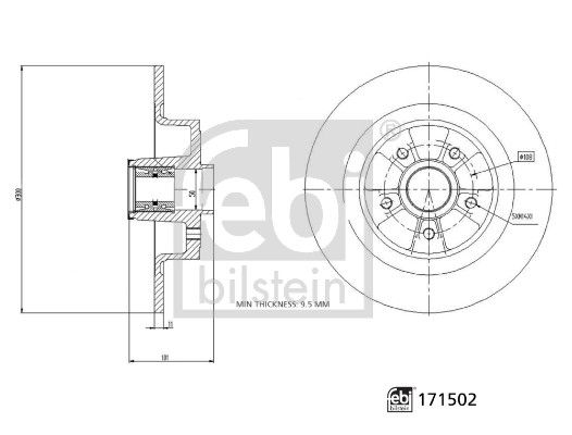 Febi 2 x Brake Disc Set Solid Rear