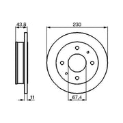 Bosch 2 x Solid Front Brake Discs 0 986 478 727