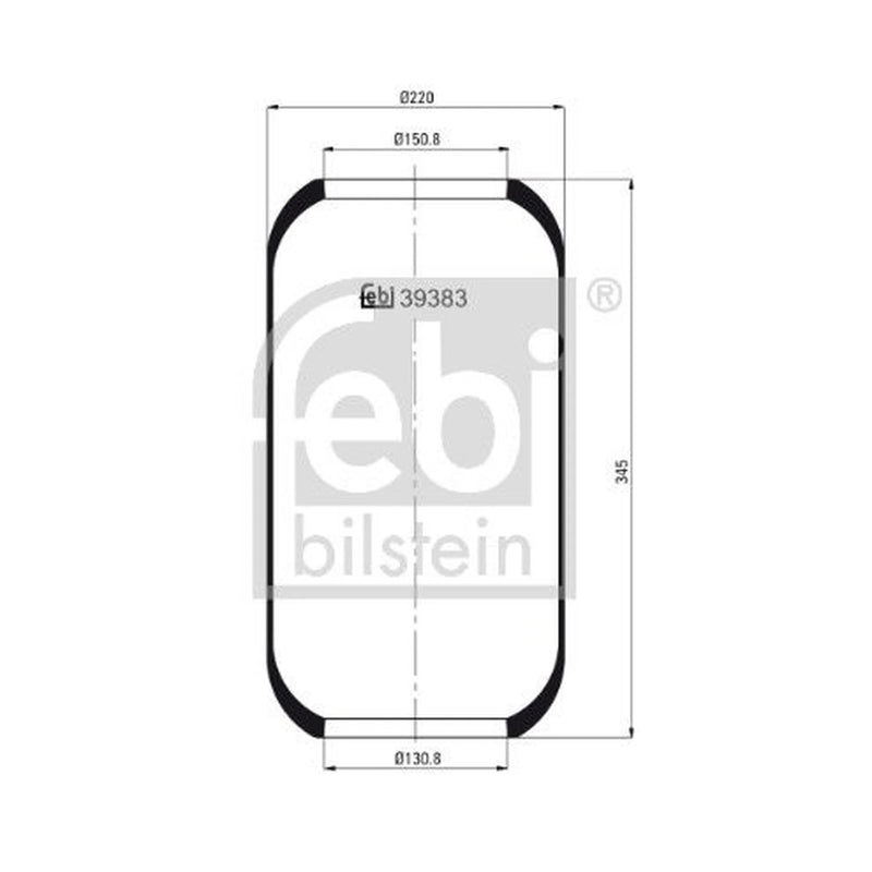Febi Air Suspension Bellow 150mm 39383