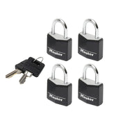Master Lock Aluminium Black Vinyl Cover 20mm Padlock 3-Pin - Keyed Alike x 4