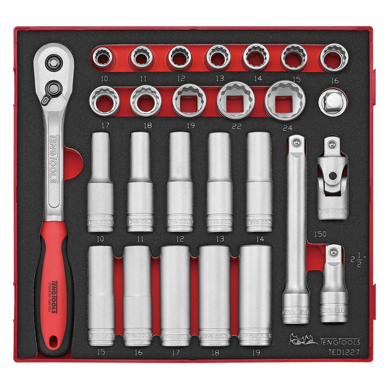 Teng Tools Socket Set 1/2" Drive FOAM2 27 Pieces