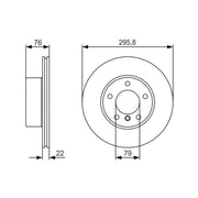 Bosch 2 x Vented Brake Discs 0 986 479 R72