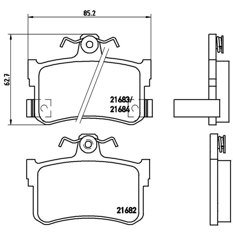 Brembo 4 x Rear Brake Pad Set P28027