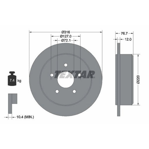Textar 2 x Solid Rear Brake Discs 92227700