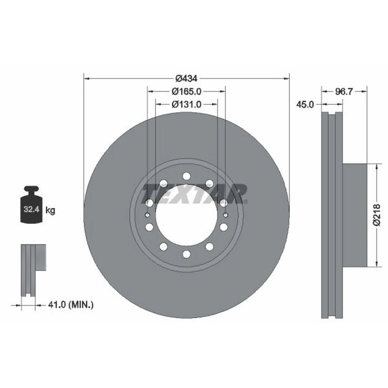 Textar 2 x Externally Vented Brake Discs 93105000 OE 2996353 500055596 504134958