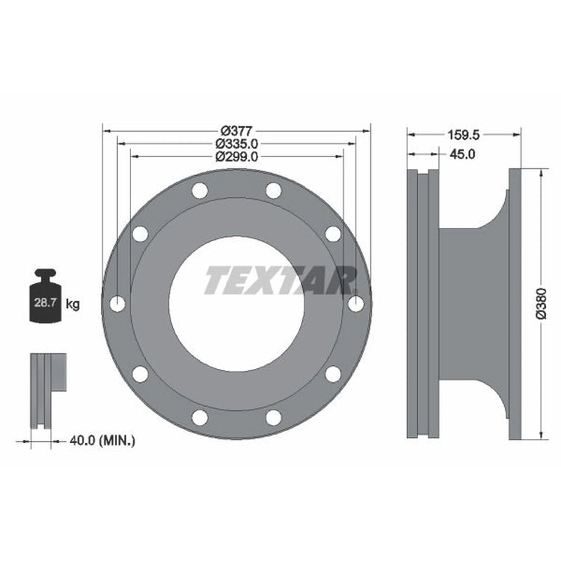 Textar 2 x Internally Vented Brake Discs 93126900