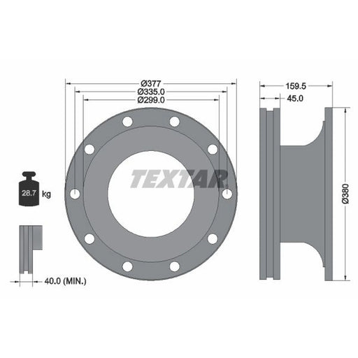Textar 2 x Internally Vented Brake Discs 93126900