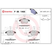 Brembo 4 x Front Brake Pad Set P85146X