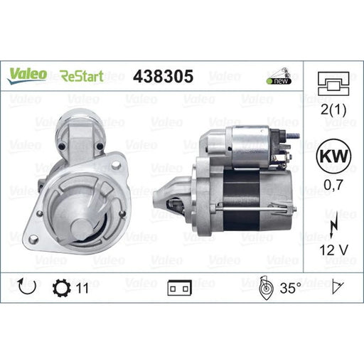 Valeo Starter Motor 12V 0.7kW 11 Teeth 438305
