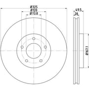 Textar 2 x Vented Front Brake Discs 92184903