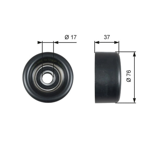 Gates V-Ribbed Belt Deflection/Guide Pulley Upper Right T38028