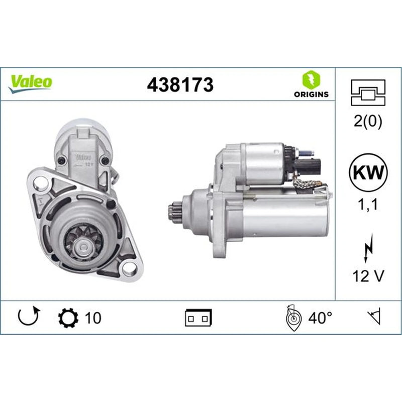 Valeo Starter Motor 12V 1.1kW 10 Teeth 438173