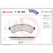 Brembo 4 x Rear Brake Pad Set PA6030