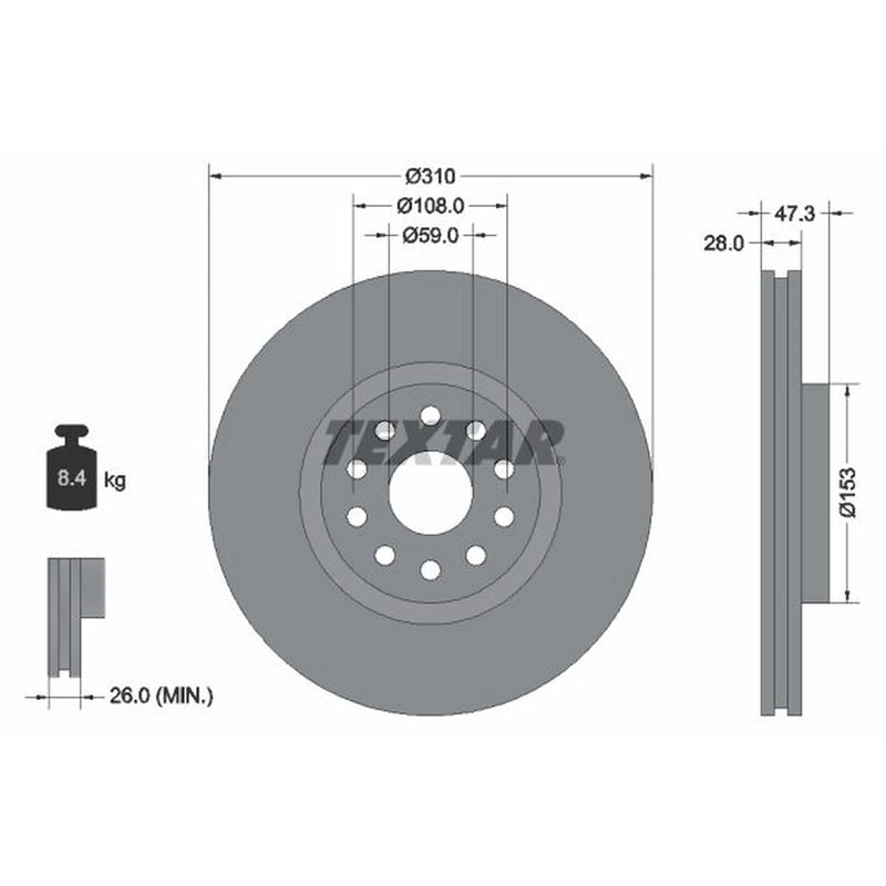 Textar 2 x Front Brake Discs 92097500