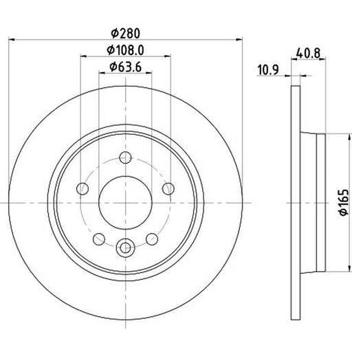 DON 2 x Solid Rear Brake Discs PCD11632