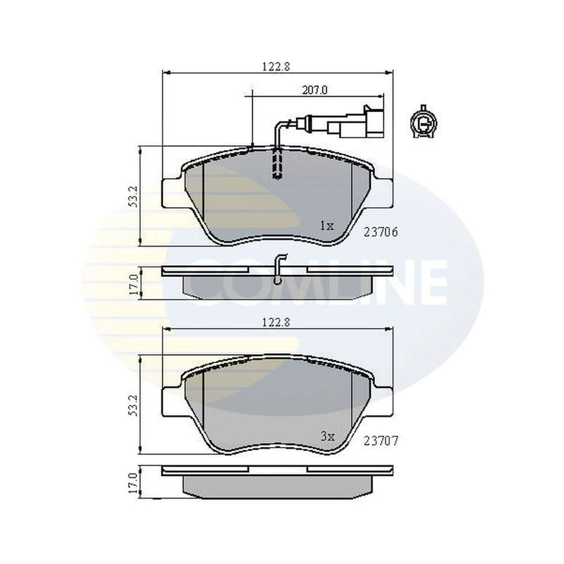 Comline 4 x Front Brake Pad Set CBP11702