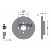 Textar 2 x Internally Vented Front Brake Discs 92103603