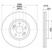 Mintex 2 x Externally Vented Front Brake Discs MDC1898
